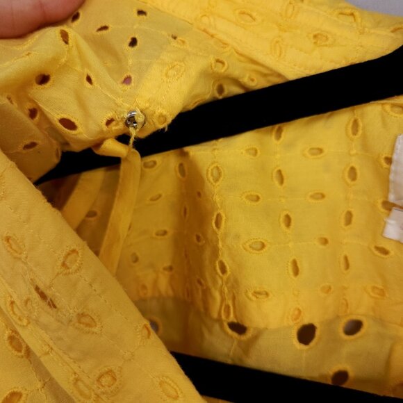 J.Crew Button Up Shirt And Tank Eyelet Womens Size 00 Yellow Cotton Boho Beach - Picture 13 of 16